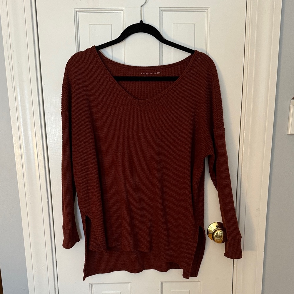 Maroon Long Sleeve Knit Sweater